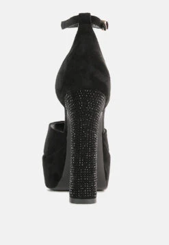 BEATY Black Rhinestones High Block Heeled Sandals 14 BEATY Black Rhinestones High Block Heeled Sandals -Her Shoe World 08