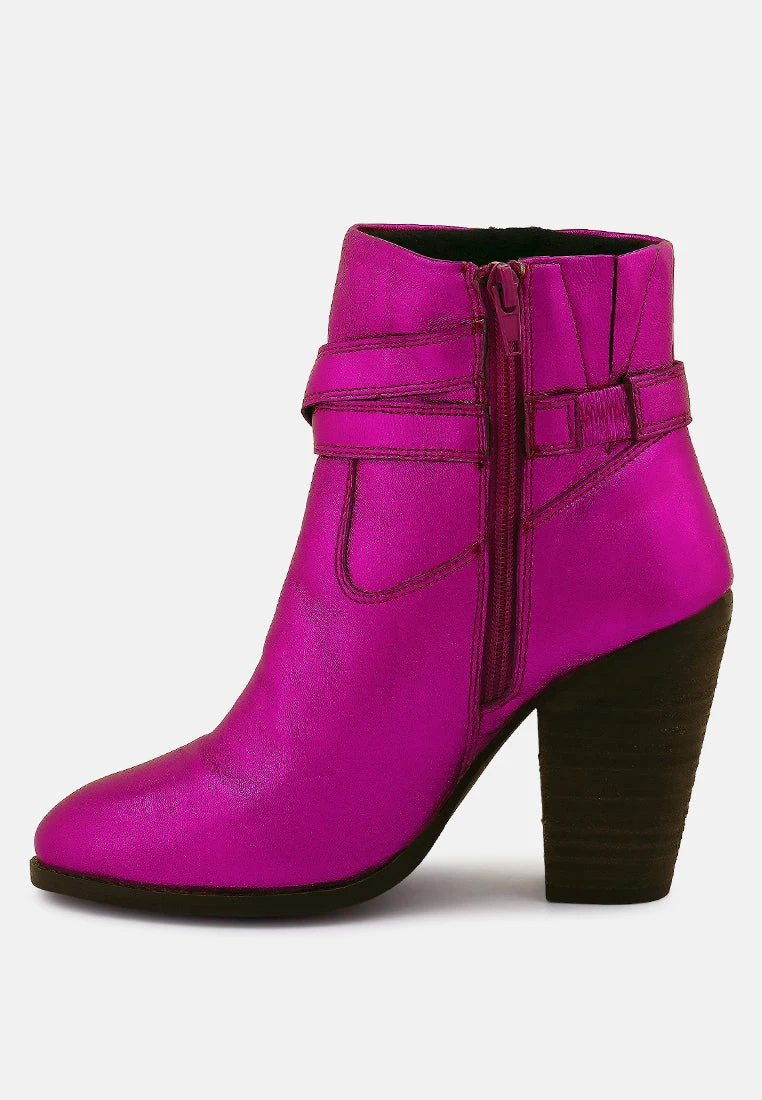 CAT-TRACK Fuchsia Metallic Leather Ankle Boots 6 CAT-TRACK Fuchsia Metallic Leather Ankle Boots - Image 4
