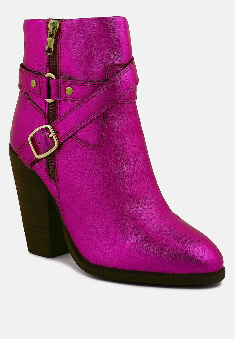 CAT-TRACK Fuchsia Metallic Leather Ankle Boots 3 CAT-TRACK Fuchsia Metallic Leather Ankle Boots
