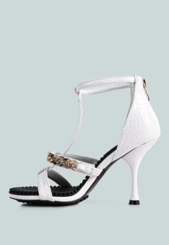 DAKOTA Metal Chain Embellishment Sandals In White 14 DAKOTA Metal Chain Embellishment Sandals In White -Her Shoe World 4 22586104 ade1 4f6a 8777 78584ea1ee16