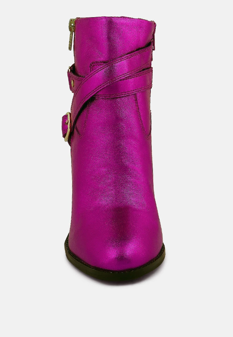 CAT-TRACK Fuchsia Metallic Leather Ankle Boots 5 CAT-TRACK Fuchsia Metallic Leather Ankle Boots - Image 3