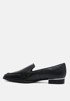 ANNA Black Leather Slip-on Loafers -Her Shoe World ANNABlackLeatherSlip onLoafers RCSH2232 Black 2