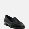 ANNA Black Leather Slip-on Loafers -Her Shoe World ANNABlackLeatherSlip onLoafers RCSH2232 Black 3