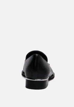 ANNA Black Leather Slip-on Loafers -Her Shoe World ANNABlackLeatherSlip onLoafers RCSH2232 Black 6