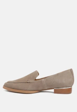 ANNA Taupe Suede Leather Loafers -Her Shoe World ANNATaupeSuedeLeatherLoafers RCSH2232 Taupe 2