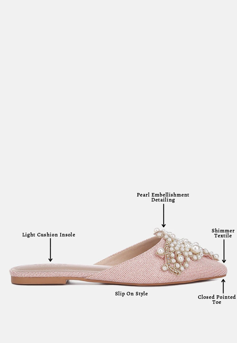 ASTRE Pearl Embellished Shimmer Mules In Blush 10 ASTRE Pearl Embellished Shimmer Mules In Blush - Image 8