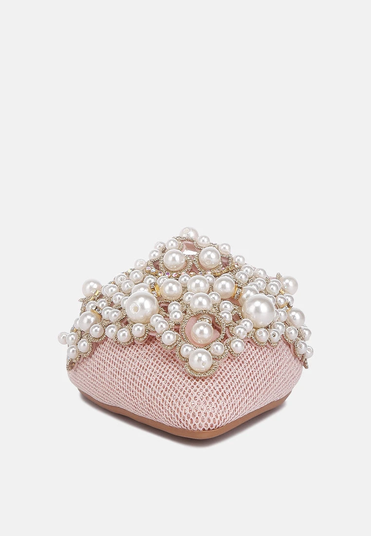 ASTRE Pearl Embellished Shimmer Mules In Blush 5 ASTRE Pearl Embellished Shimmer Mules In Blush - Image 3