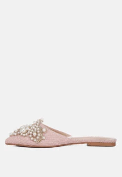 ASTRE Pearl Embellished Shimmer Mules In Blush 13 ASTRE Pearl Embellished Shimmer Mules In Blush -Her Shoe World ASTREPearlEmbellishedShimmerMulesInBlush RCSH3110 blush 6