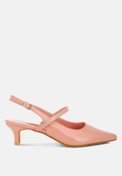 Abloom Kitten Heel Slingback Sandals -Her Shoe World Abloom Kitten Heel Slingback Sandals RCSH5197 PINK 5