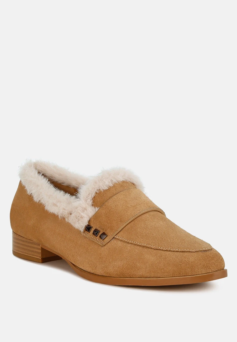 Allie Fur Trim Genuine Suede Loafers 4 Allie Fur Trim Genuine Suede Loafers - Image 2