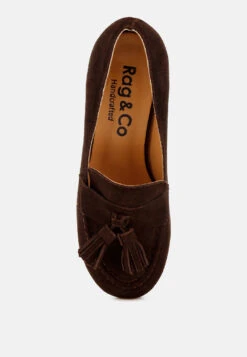 Aloha Tassels Detail Genuine Suede Loafers 15 Aloha Tassels Detail Genuine Suede Loafers -Her Shoe World AlohaTasselsDetailSuedeLoafersRCSH5132BROWN 2
