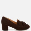 Aloha Tassels Detail Genuine Suede Loafers -Her Shoe World AlohaTasselsDetailSuedeLoafersRCSH5132BROWN 5