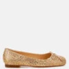 Apollon Bow Detail Foil Print Suede Ballerinas -Her Shoe World ApollonBowDetailEmbossedSuedeBallerinas RCSH5125 Gold 9 82ac8fc5 008b 4c2d b503 0ad5d2ce1544