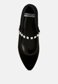 Aralia Velvet Mary Jane Ballerinas -Her Shoe World AraliaVelvetMaryJaneBallerinasRCSH5159BLACK 2