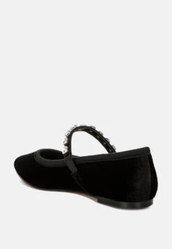 Aralia Velvet Mary Jane Ballerinas -Her Shoe World AraliaVelvetMaryJaneBallerinasRCSH5159BLACK 9