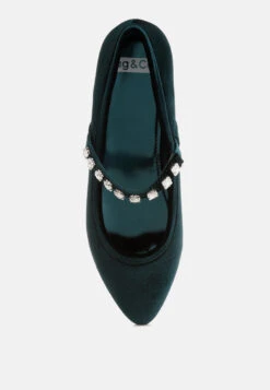Aralia Velvet Mary Jane Ballerinas -Her Shoe World Aralia Velvet Mary Jane Ballerinas 6 RCSH5159 GREEN