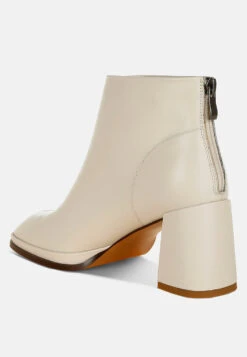 Armada Genuine Leather Square Toe Boots -Her Shoe World Armada Genuine Leather Square Toe Boots RCSH5009 OFF WHITE 9