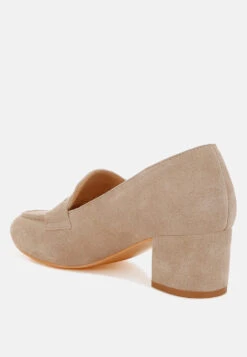 Astra Block Heel Genuine Suede Loafers -Her Shoe World AstraBlockHeelSuedeLoafersRCSH5190 2