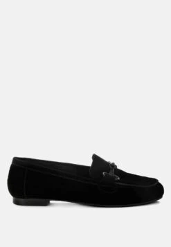 Awen Monochromatic Horsebit Real Suede Loafers 19 Awen Monochromatic Horsebit Real Suede Loafers -Her Shoe World Awen Monochromatic Horsebit Real Suede Loafers RCSH5479 BLACK 5