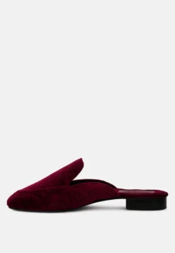 BATISTE Burgundy Velvet Handcrafted Mules -Her Shoe World BATISTEBurgundyVelvetHandcraftedMules RCSH3124 Burgundy 3