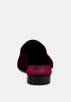 BATISTE Burgundy Velvet Handcrafted Mules -Her Shoe World BATISTEBurgundyVelvetHandcraftedMules RCSH3124 Burgundy 6