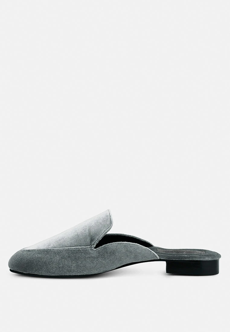 BATISTE Grey Velvet Handcrafted Mules 6 BATISTE Grey Velvet Handcrafted Mules - Image 4