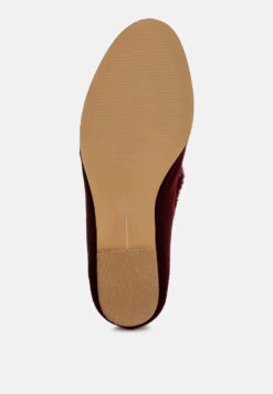 Bastian Fur Detail Velvet Loafers -Her Shoe World BastianFurDetailVelvetLoafersRCSH5204BURGUNDY 3