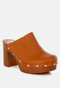 Benji Recycled Leather Clogs 26 Benji Recycled Leather Clogs -Her Shoe World Benji Recycled Leather Clogs RCSH4774R TAN 7
