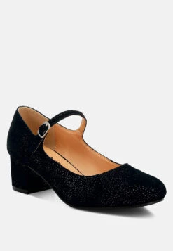 Bettola Shimmer Suede Mary Jane Sandals -Her Shoe World BettolaShimmerSuedeMaryJaneSandalsRCSH5131BLACK 1