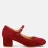 Bettola Shimmer Suede Mary Jane Sandals 2 Bettola Shimmer Suede Mary Jane Sandals -Her Shoe World Bettola Shimmer Suede Mary Jane Sandals RCSH5131 RED 6