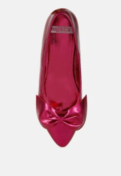 Bromelia Metallic Pleather Bow Ballerinas -Her Shoe World BromeliaMetallicPleatherBowBallerinas SH4969FUCHSIA 2