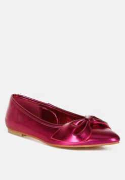 Bromelia Metallic Pleather Bow Ballerinas -Her Shoe World BromeliaMetallicPleatherBowBallerinas SH4969FUCHSIA 6