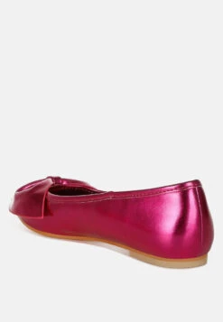 Bromelia Metallic Pleather Bow Ballerinas -Her Shoe World BromeliaMetallicPleatherBowBallerinas SH4969FUCHSIA 9
