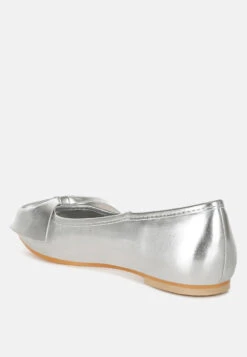 Bromelia Metallic Pleather Bow Ballerinas -Her Shoe World Bromelia Metallic Pleather Bow Ballerinas RCSH4969 1