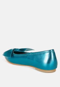 Bromelia Metallic Pleather Bow Ballerinas -Her Shoe World Bromelia Metallic Pleather Bow Ballerinas RCSH4969 BLUE 7