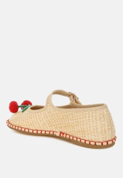 Brunch Date Cherry Accent Mary Jane Flats -Her Shoe World BrunchDateCherryAccentMaryJaneFlatsRCSH5614BEIGE 2
