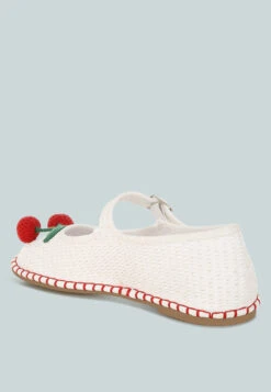 Brunch Date Cherry Accent Mary Jane Flats -Her Shoe World Brunch Date Cherry Accent Mary Jane Flats RCSH5614 WHITE 3