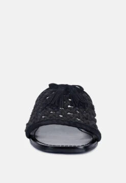 CEDAR Handwoven Natural Black Tassel Flats 10 CEDAR Handwoven Natural Black Tassel Flats -Her Shoe World CEDARHandwovenNaturalBlackTasselFlats RCSH2950 Black 3