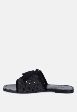 CEDAR Handwoven Natural Black Tassel Flats 11 CEDAR Handwoven Natural Black Tassel Flats -Her Shoe World CEDARHandwovenNaturalBlackTasselFlats RCSH2950 Black 4