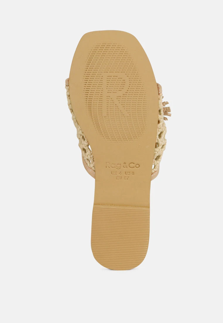 CEDAR Handwoven Natural Latte Tassel Flats 8 CEDAR Handwoven Natural Latte Tassel Flats - Image 6