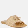 CEDAR Handwoven Natural Latte Tassel Flats -Her Shoe World CEDARHandwovenNaturalLatteTasselFlats RCSH2950 Latte 2