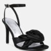 CHAUMET Black Rose Bow Embellished Sandals -Her Shoe World CHAUMETBlackRoseBowSatinHeeledSandals RCSH3434Black 2 44585b2d a303 46f0 a6bd 06da68afb792