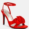 CHAUMET Red Rose Bow Embellished Sandals
