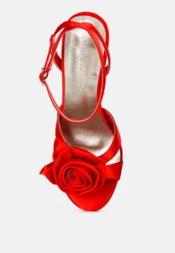 CHAUMET Red Rose Bow Embellished Sandals 13 CHAUMET Red Rose Bow Embellished Sandals -Her Shoe World CHAUMETRedRoseBowSatinHeeledSandals RCSH3434Red 7