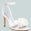 CHAUMET White Rose Bow Embellished Sandals -Her Shoe World CHAUMETWhiteRoseBowEmbellishedSandals RCSH3434White 2