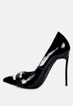 COCKTAIL Buckle Embellished Stiletto Pump Shoes In Black -Her Shoe World COCKTAILDiamanteStilettoPumpShoesinBlack RCSH3868BLACK 4