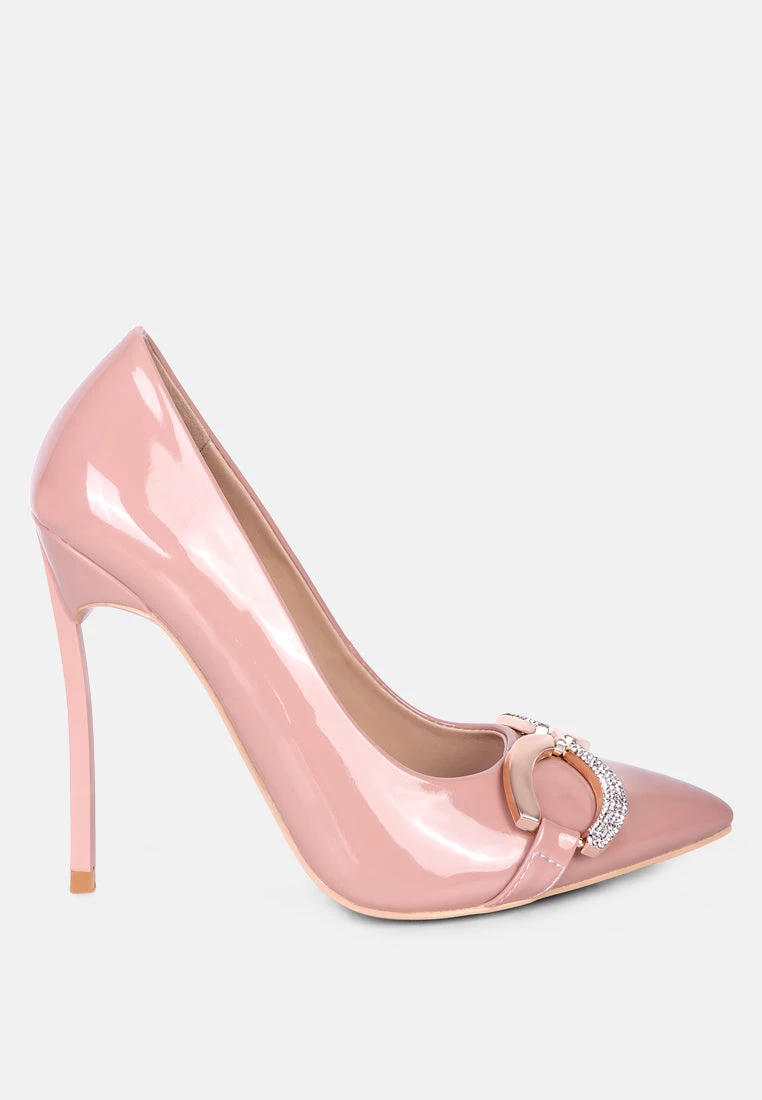 COCKTAIL Buckle Embellished Stiletto Pump Shoes In Blush 4 COCKTAIL Buckle Embellished Stiletto Pump Shoes In Blush - Image 2
