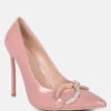 COCKTAIL Buckle Embellished Stiletto Pump Shoes In Blush
