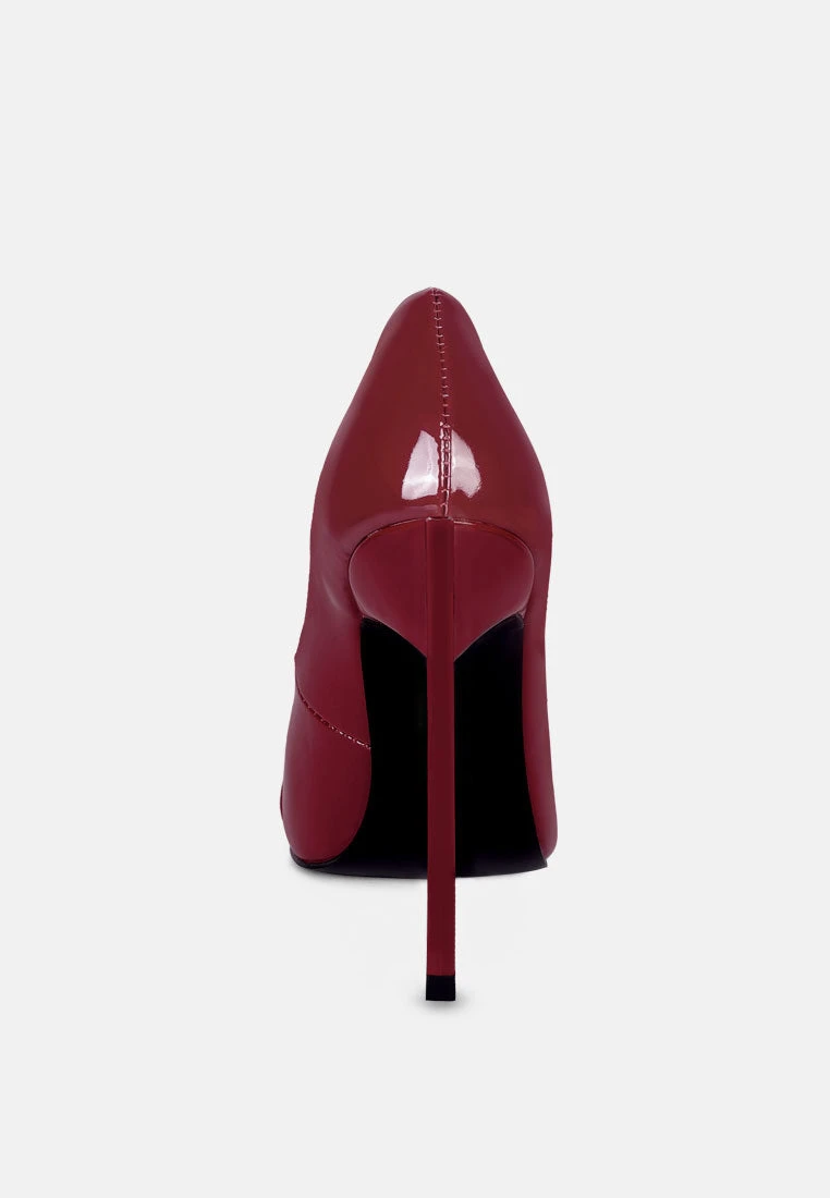 COCKTAIL Buckle Embellished Stiletto Pump Shoes In Burgundy 7 COCKTAIL Buckle Embellished Stiletto Pump Shoes In Burgundy - Image 5