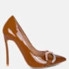 COCKTAIL Buckle Embellished Stiletto Pump Shoes In Camel 2 COCKTAIL Buckle Embellished Stiletto Pump Shoes In Camel -Her Shoe World COCKTAILDiamanteStilettoPumpShoesinCamel RCSH3868Camel 1